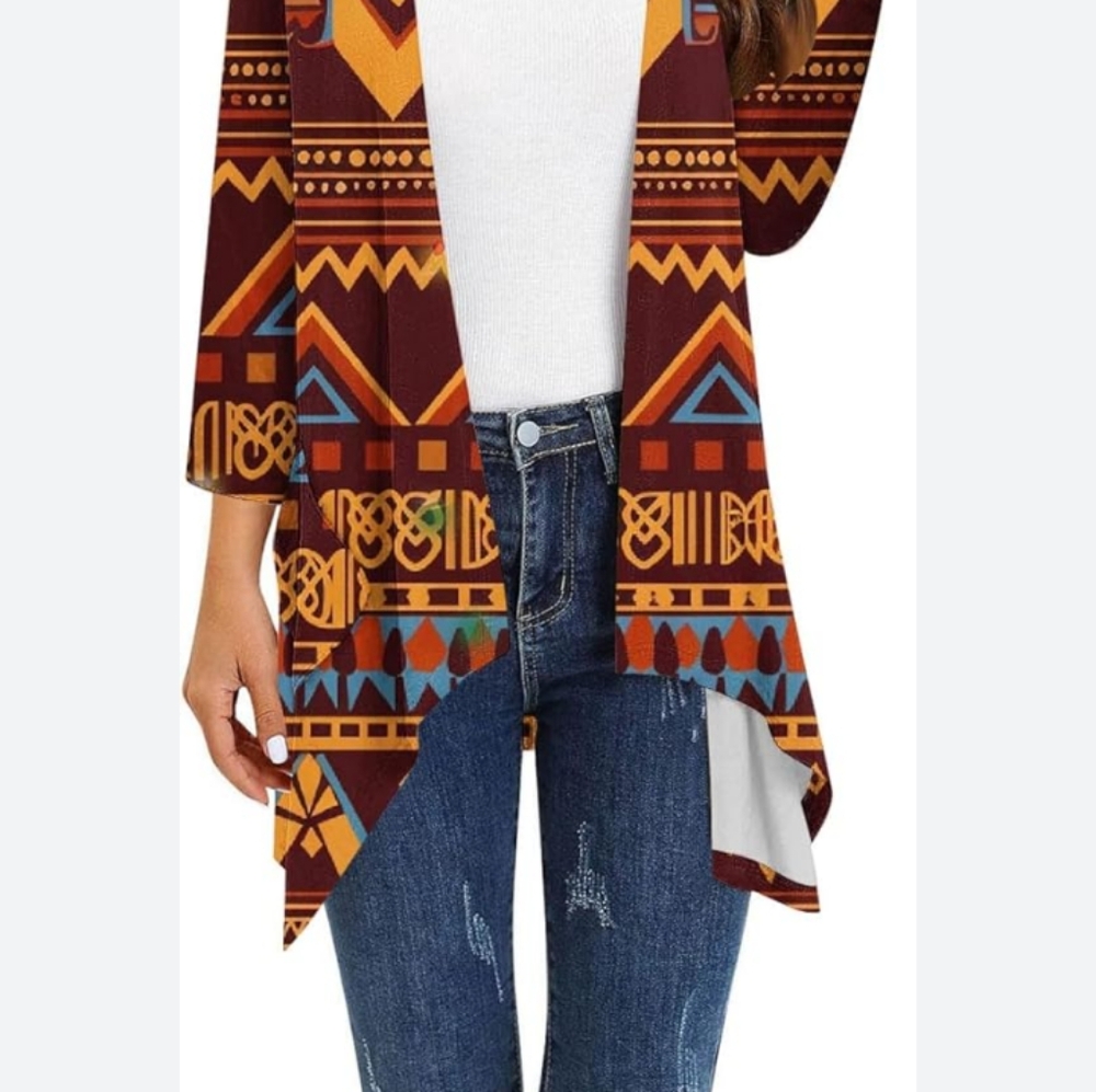 Blu Rustic Aztec long sleeve kimono casual duster